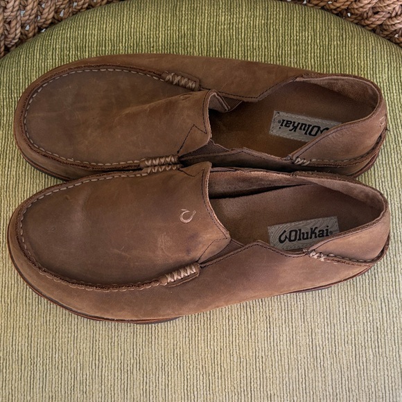 OluKai Men\'s Tan Leather Slip-On Loafers. Great Condition. Size 10.5. main image 13